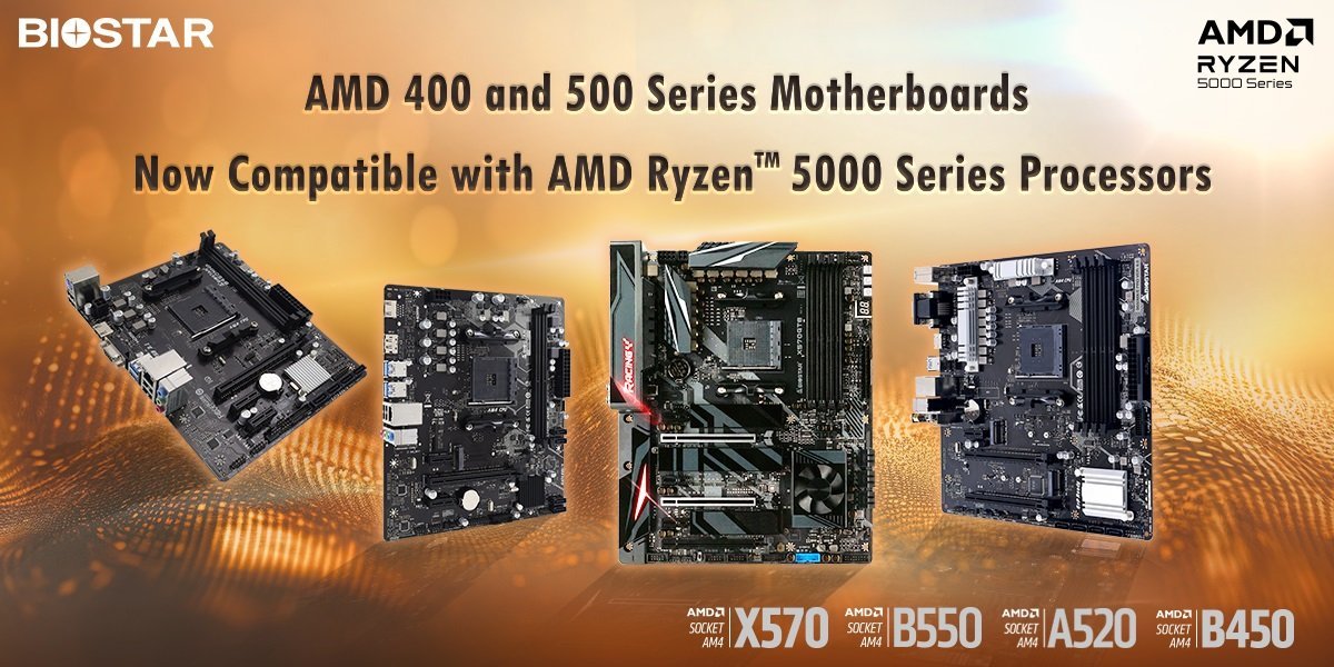BIOSTAR AMD AM4 series motherboards now compatible with AMD Ryzen 5000 series processors
