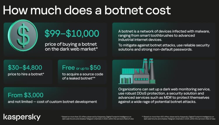 Kaspersky Finds Botnet Prices Starting At $100 On Dark Web Market